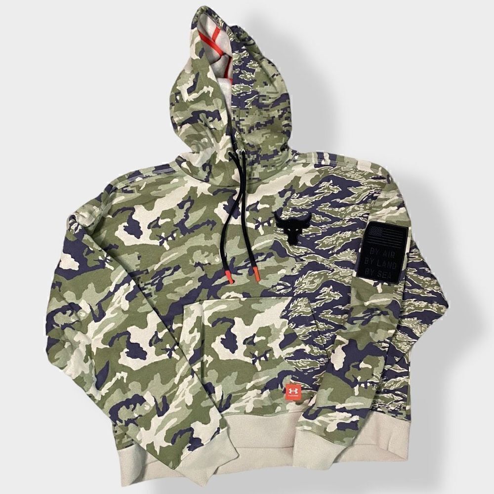 Under Armour Project Rock Womens Veterans Day Fleece Loose Fit Hoodie size XL